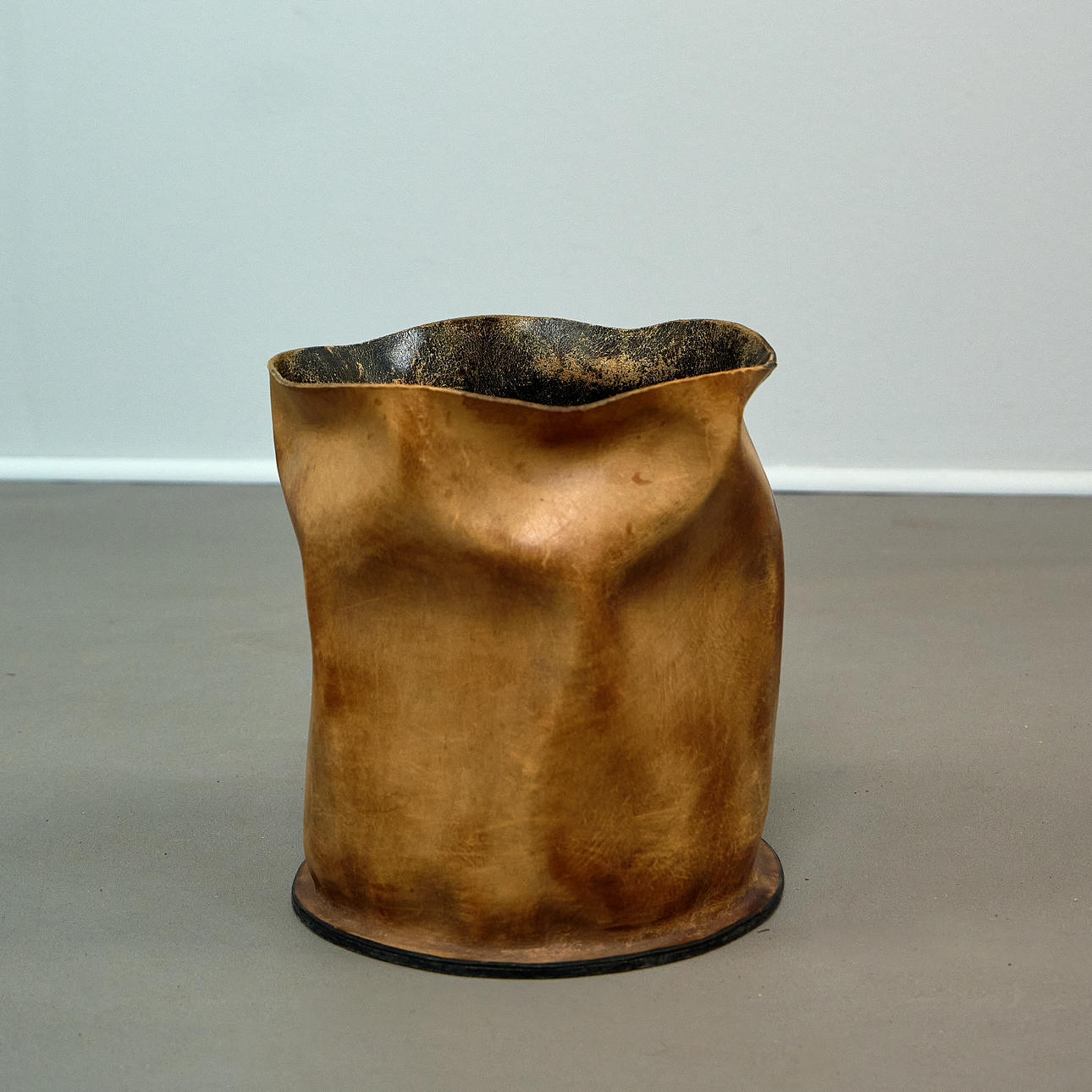 NOVA TECNO. Recycle bin, leather, Italy, 1950s.