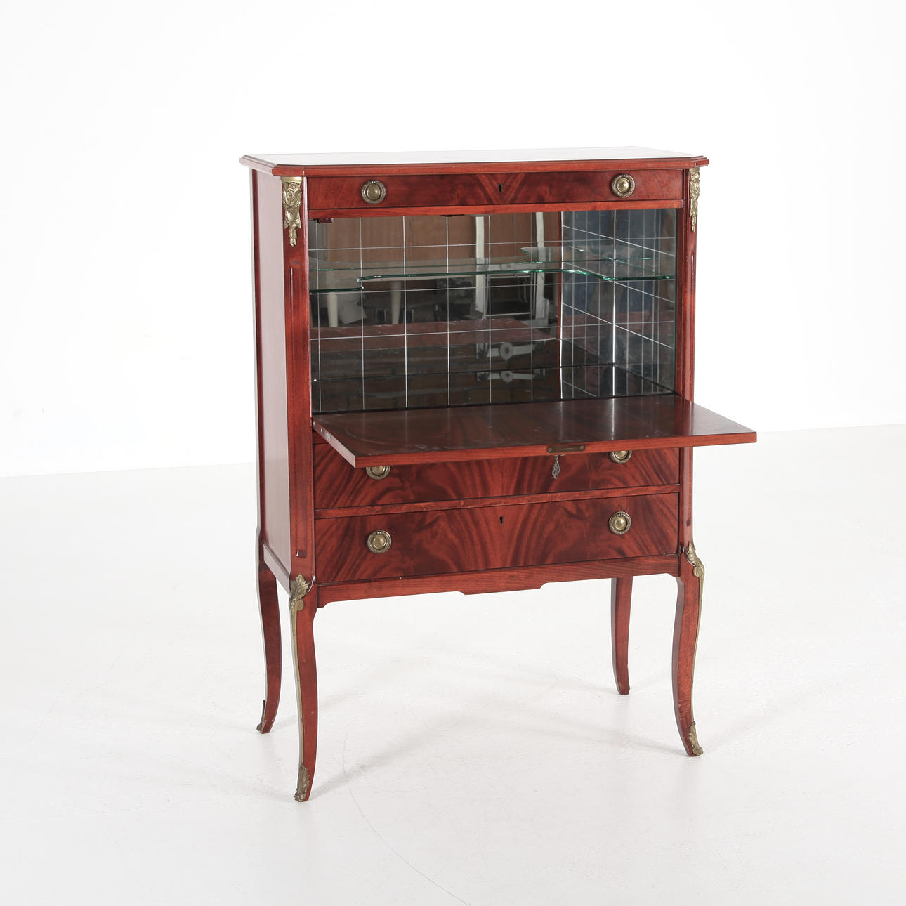 A DESK WITH BAR DECOR, mid 20th century.