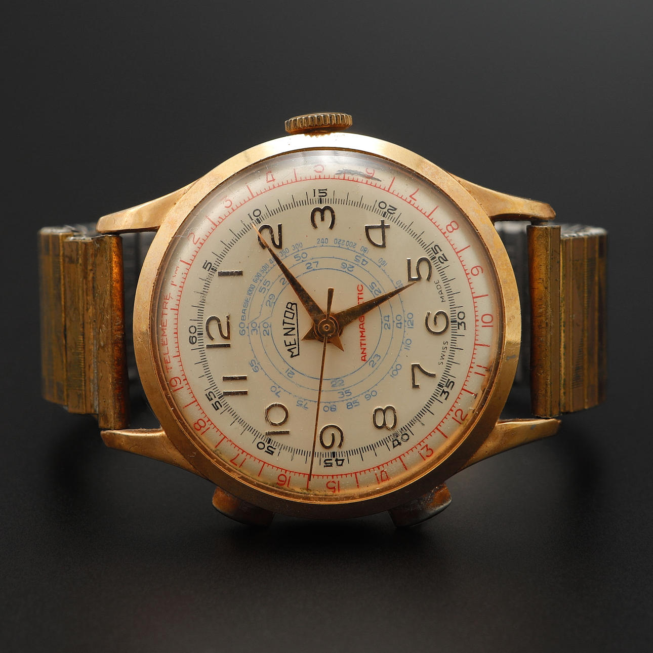 ARMBANDSUR, Mentor, kronograf, doublé, 1950/60-tal.