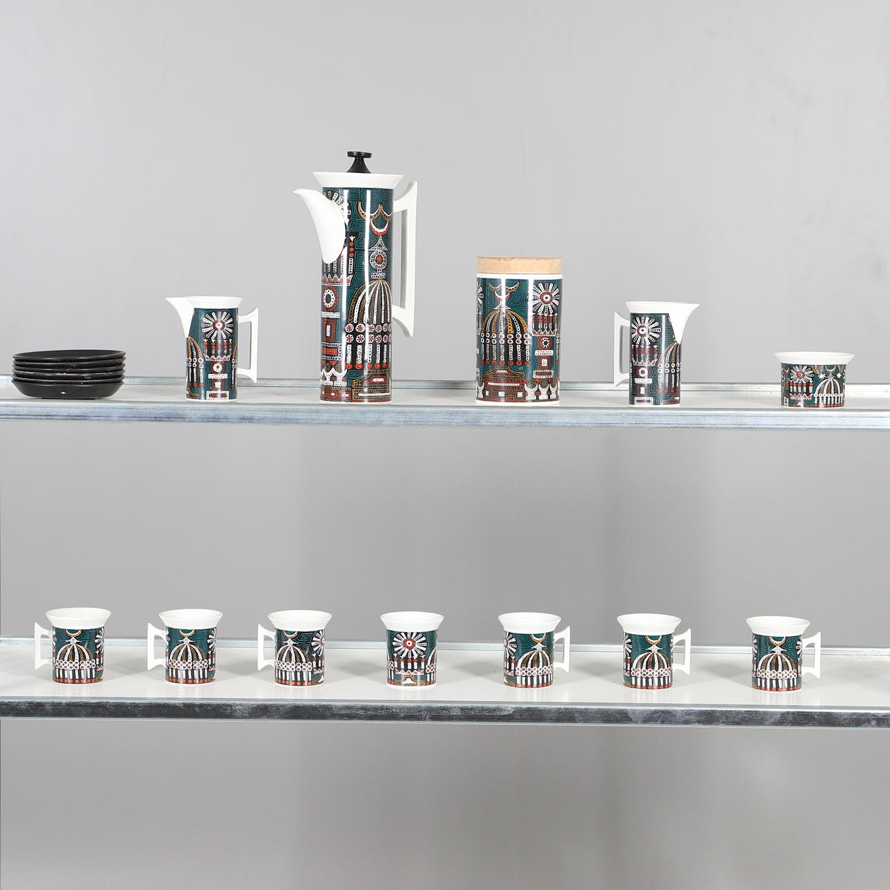 A PORTMEIRION 'MAGIC CITY' COFFEE SET.