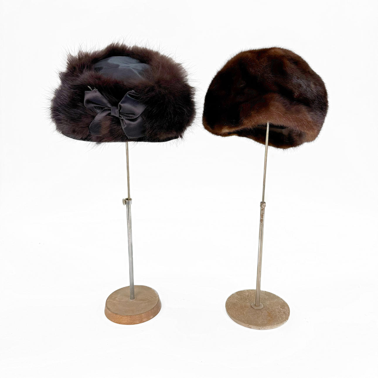 FUR HATS- one with bow, 1900's.