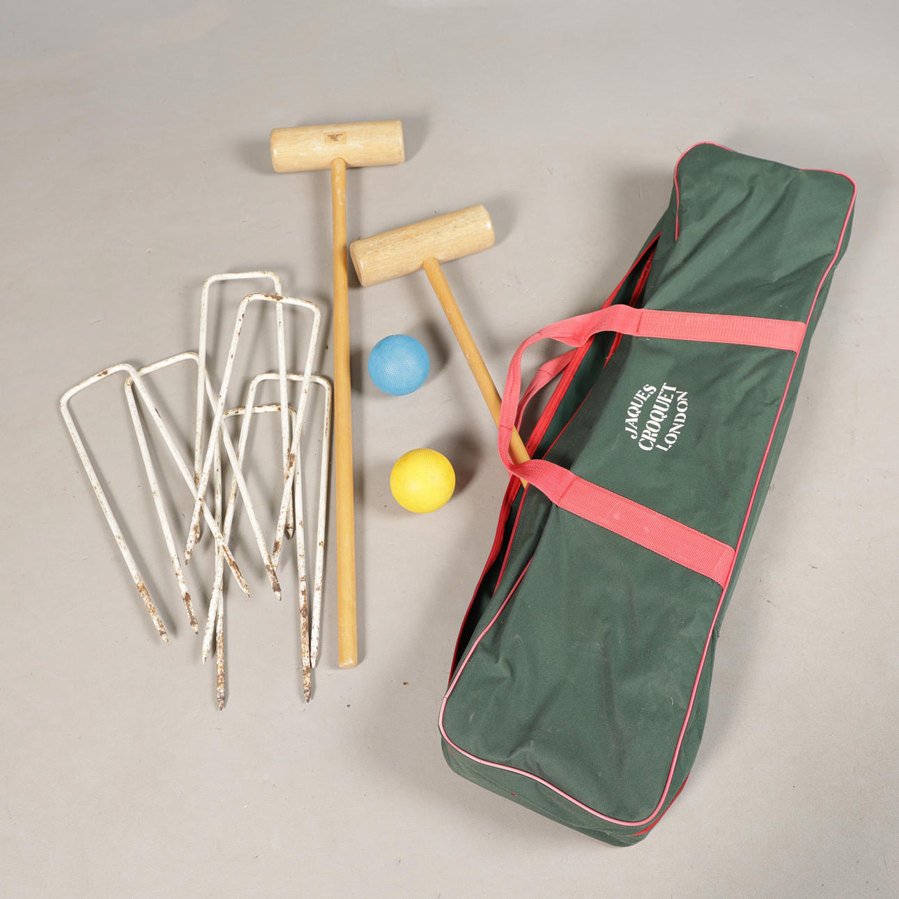 A JACQUES GARDEN CROQUET SET.