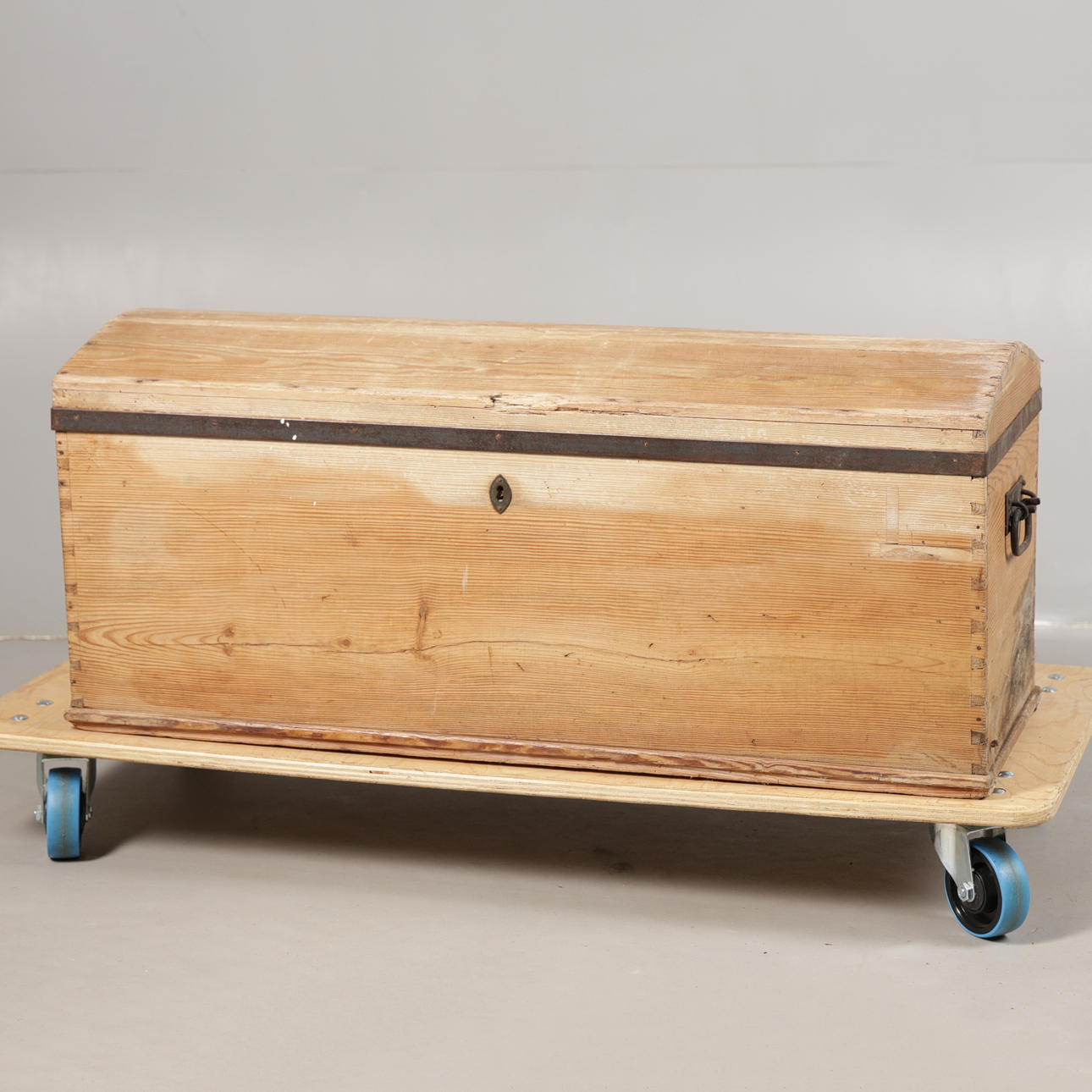 A PINE DOME-TOP COFFER.