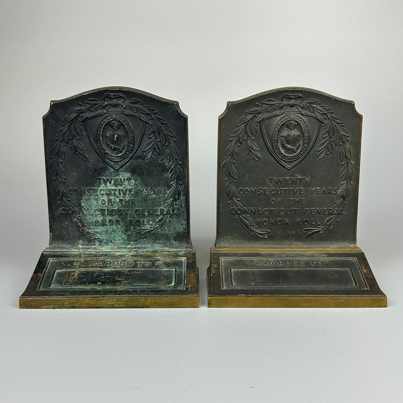 BRONZE BOOKENDS.