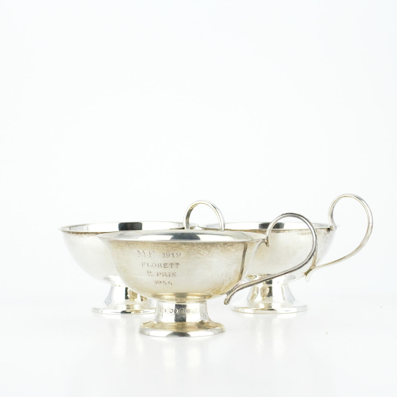 PUNCH CUPS, 3 pcs. silver, similar.