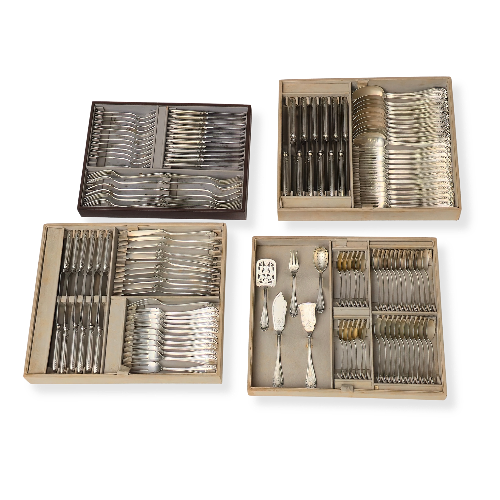 12-SERVE PUNCHED SPANISH SILVER CUTLERY.