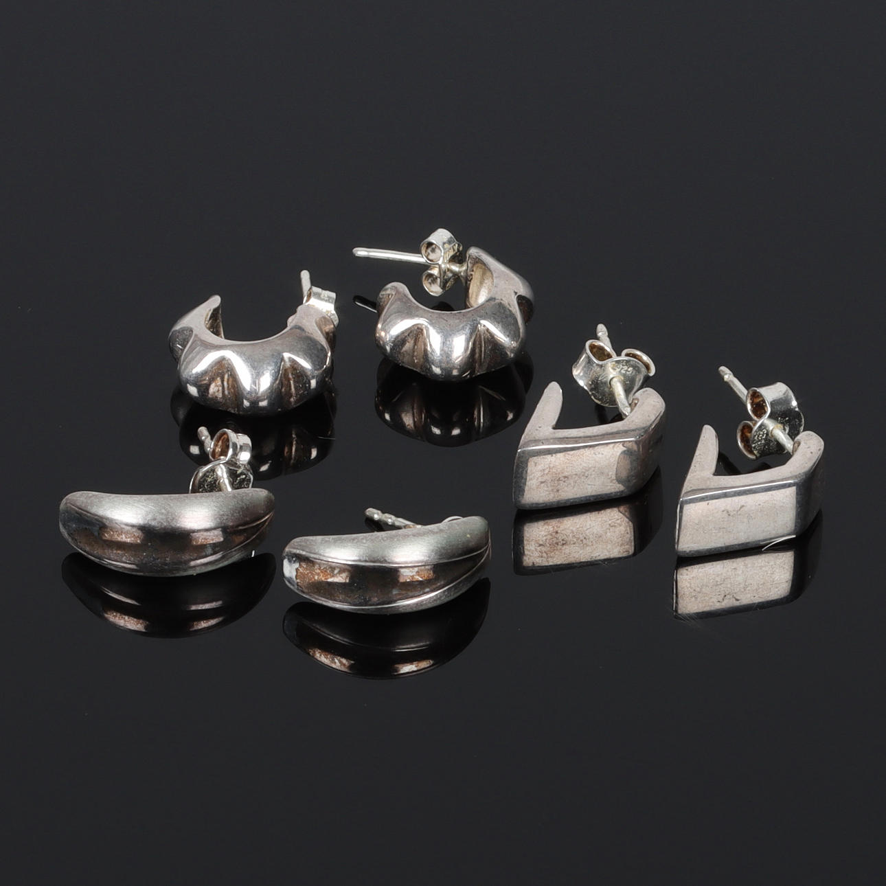 ÖRHÄNGEN, 3 par, sterlingsilver, 1900-tal.