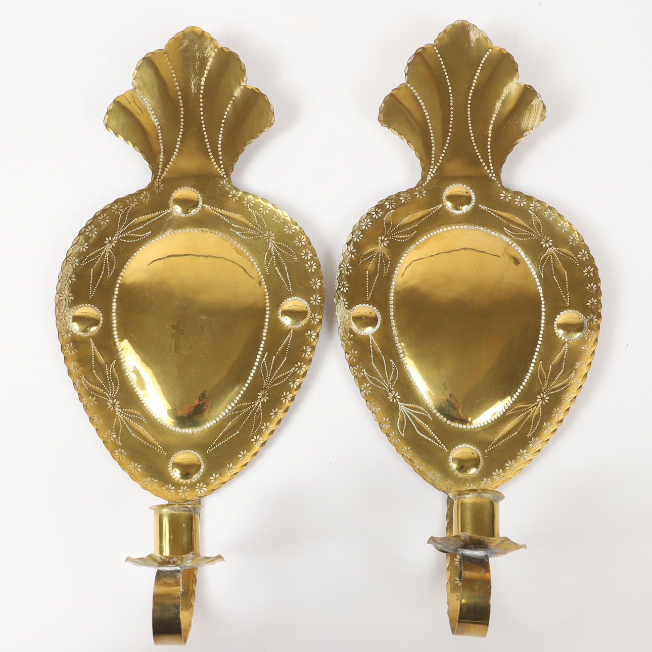 LJUSPLÅTAR, 1 par, mässing, 1900-tal.