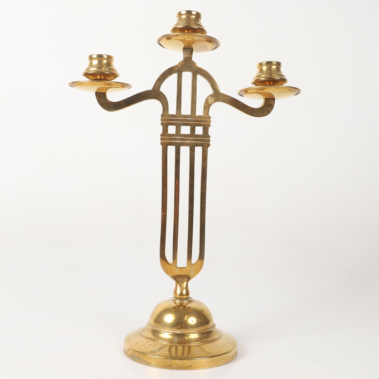 A brass candelabra, Art Nouveau.