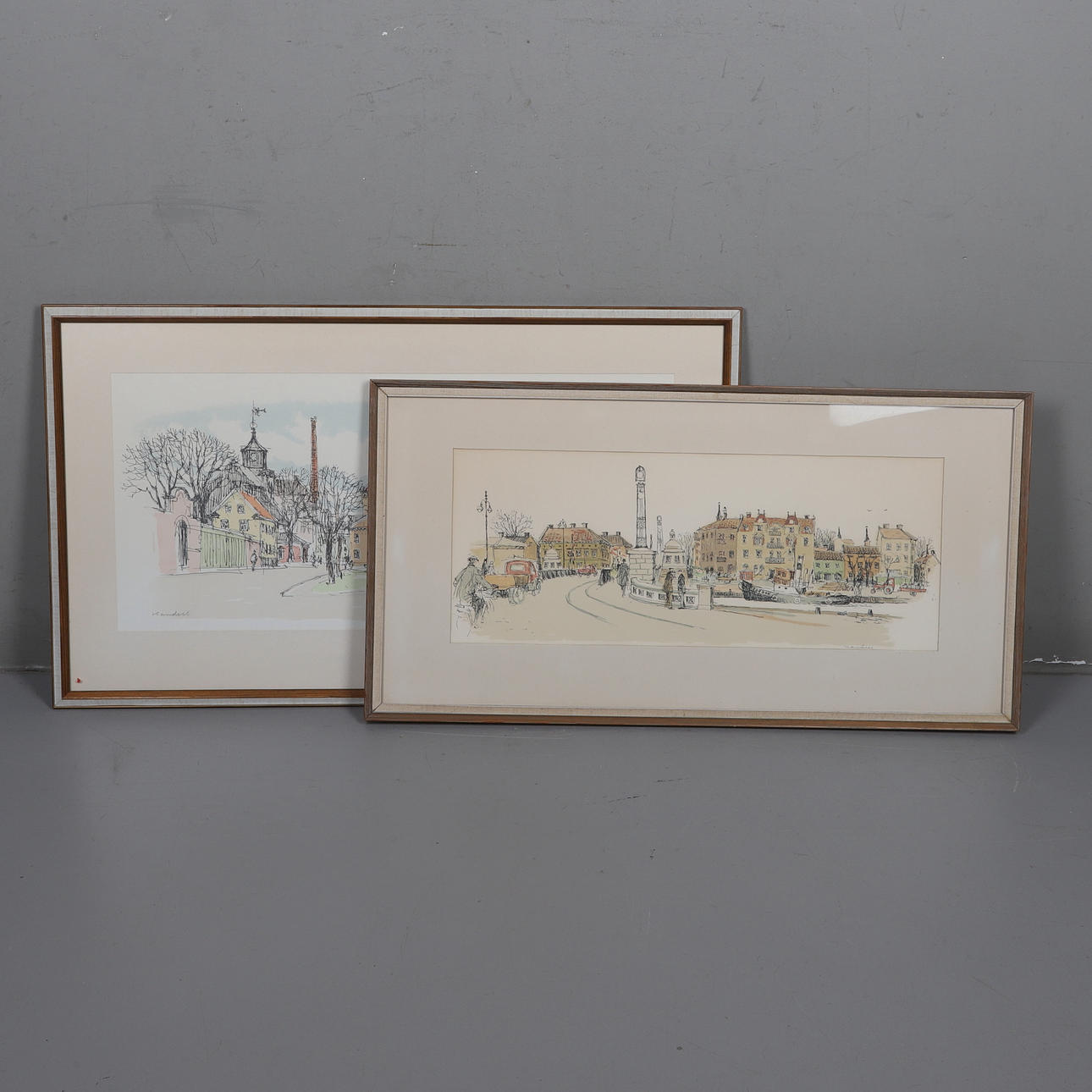 BERNHARD HANDELL. 2 pieces, mixed technique/lithography, signed and numbered.