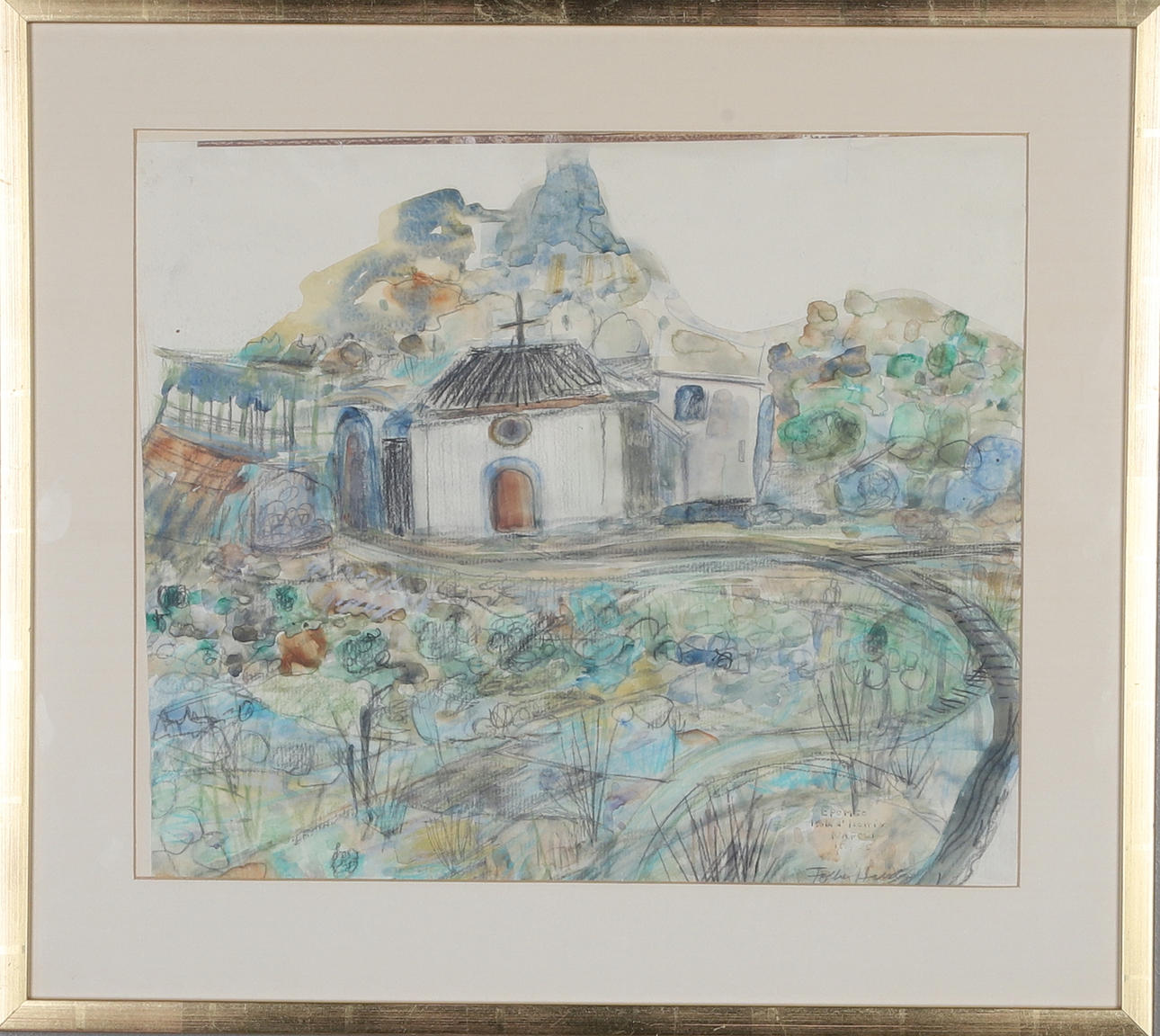 FOLKE HELLBERG. mixed media, signed.