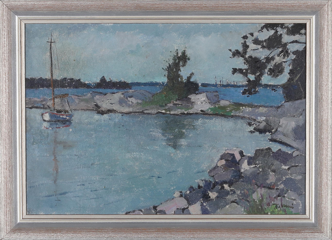 JUHO SUNI. “Furuvik”, oil on panel, signed and dated.