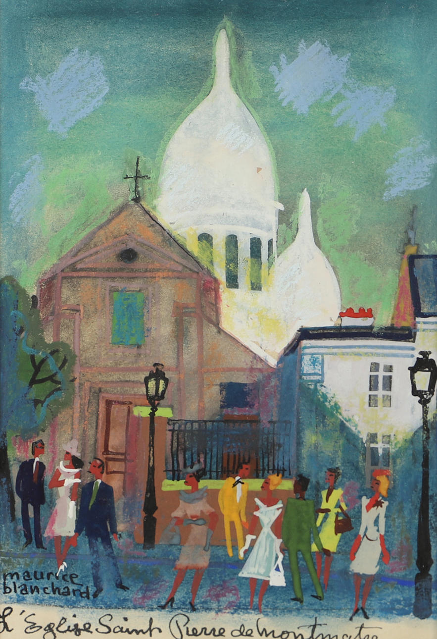 MAURICE BLANCHARD. Motiv från Paris, blandteknik, signerad.
