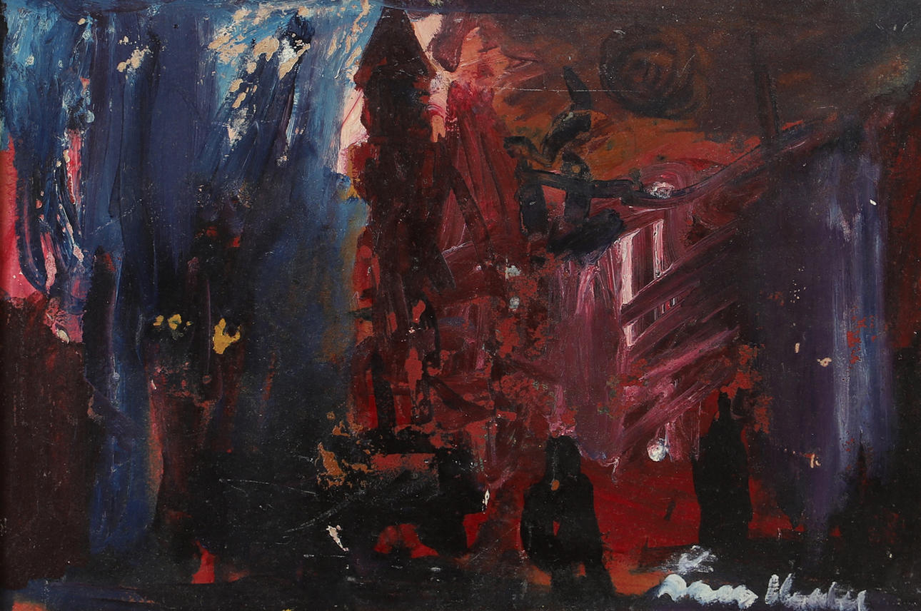 LARS HERDER. Composition, oil on panel, signed.