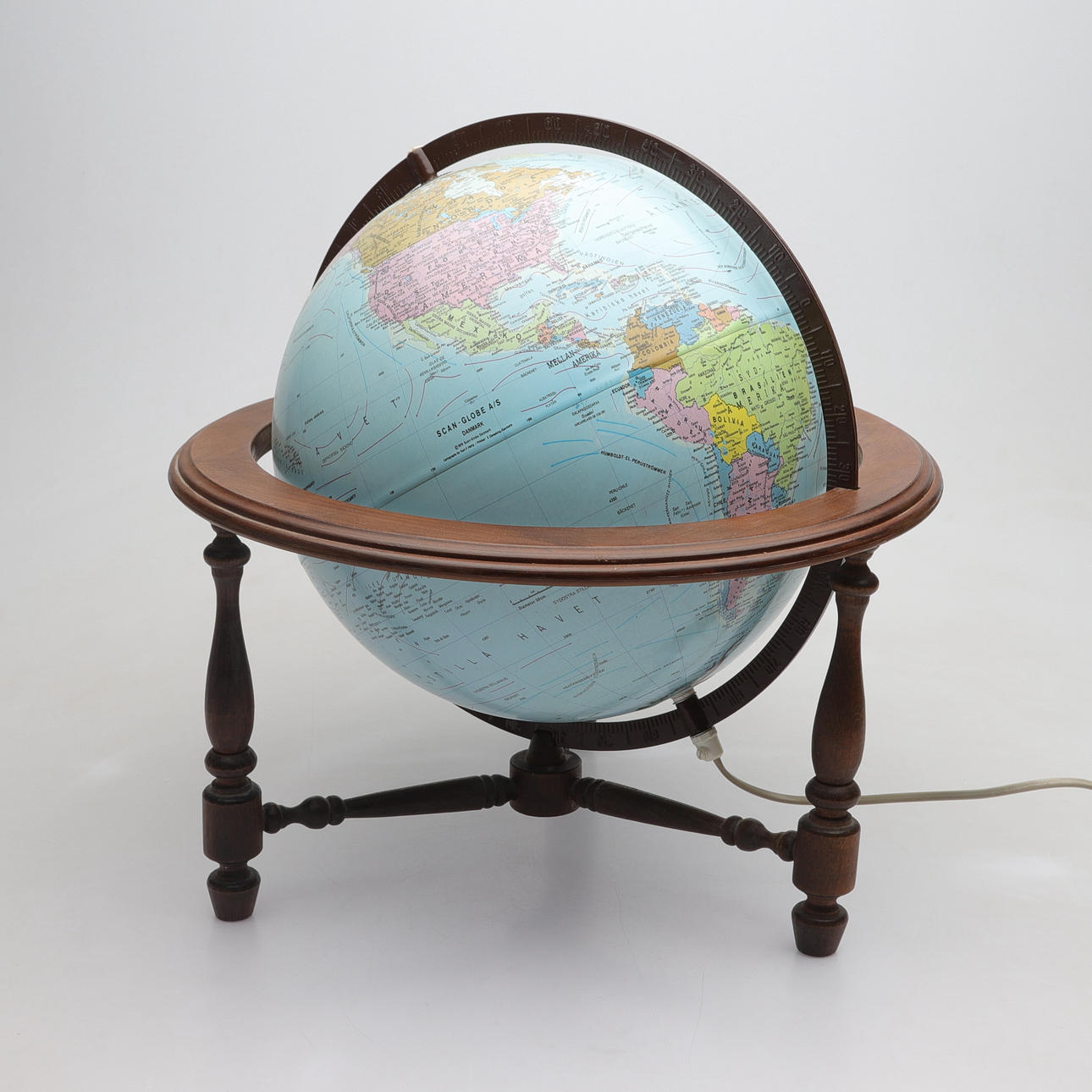 A globe with lighting, Scan-Globe, Denmark, 1976.
