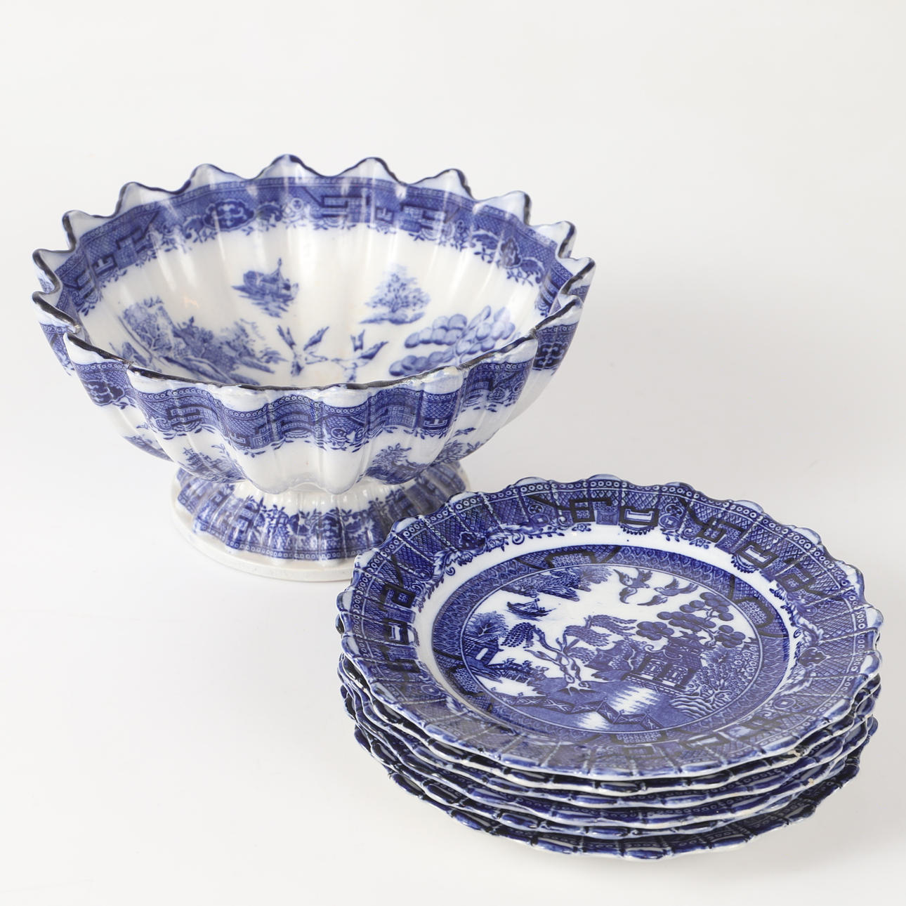 DINNERWARE PARTS, 7 pieces, “Willow”, flintware, Rörstrand.