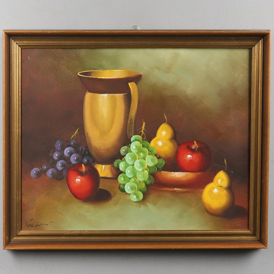 OIDENTIFIERAD KONSTNÄR. OIL ON CANVAS, still life, signed.