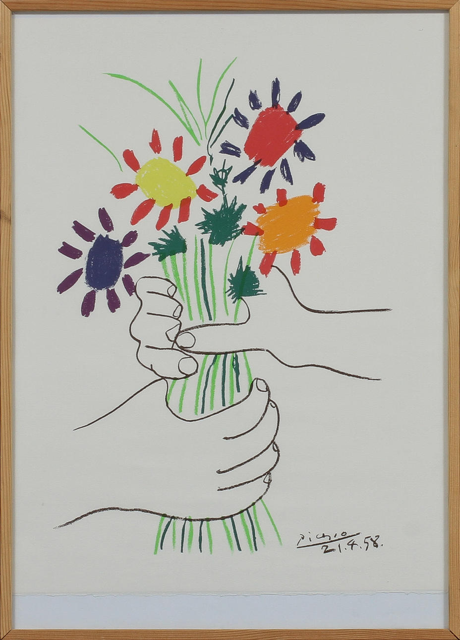 PABLO PICASSO. EFTER. Blomsterbukett. Färglitografi.