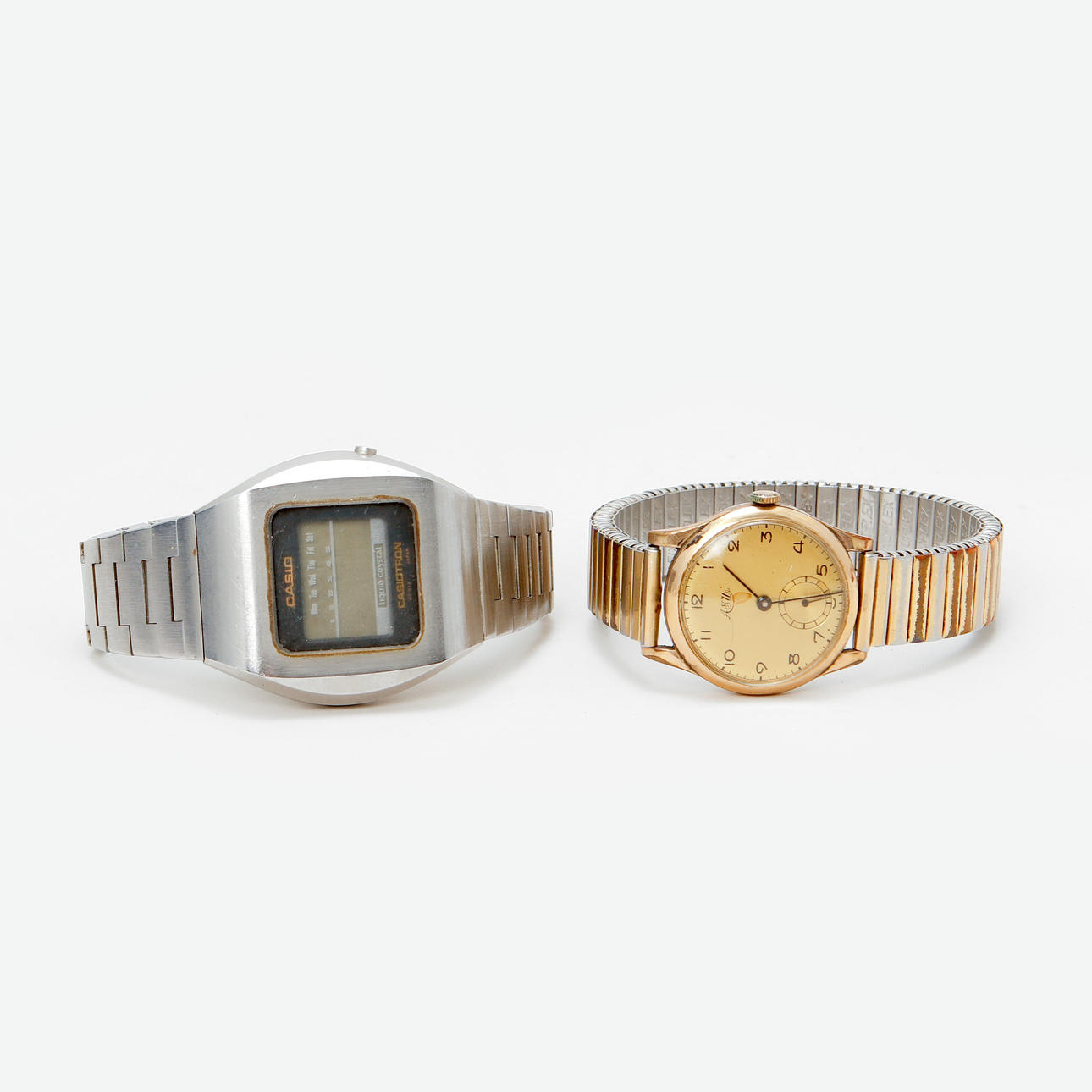 ARMBANDSUR, 2 st, Casio och Asu, stål/doublé.