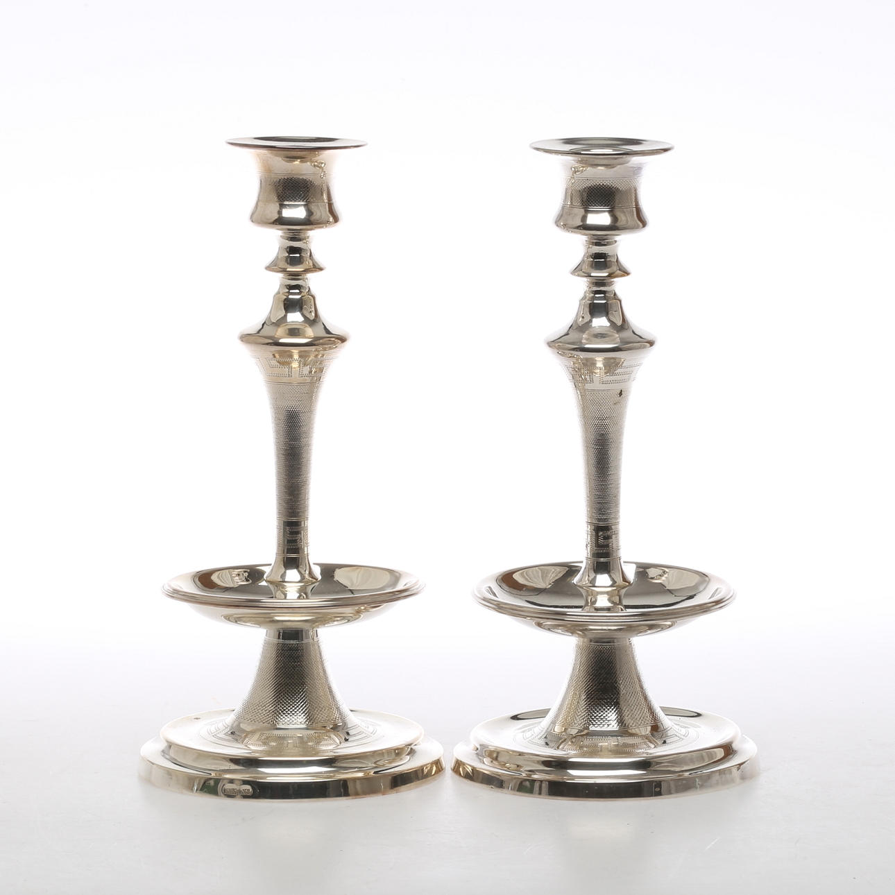 LJUSSTAKAR, 1 par, nysilver, troligen C.R Carlström, 1900-tal.