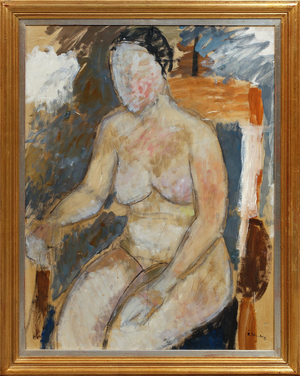 ÅKE WINNBERG. “Model”, oil on panel, signed.