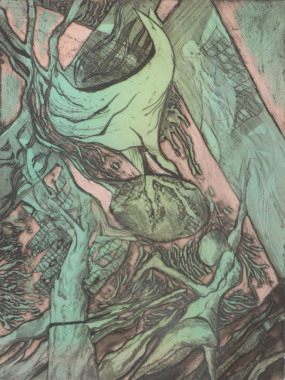 OIDENTIFIERAD KONSTNÄR. “Phoenix”, colour etching, indistinctly signed 85.