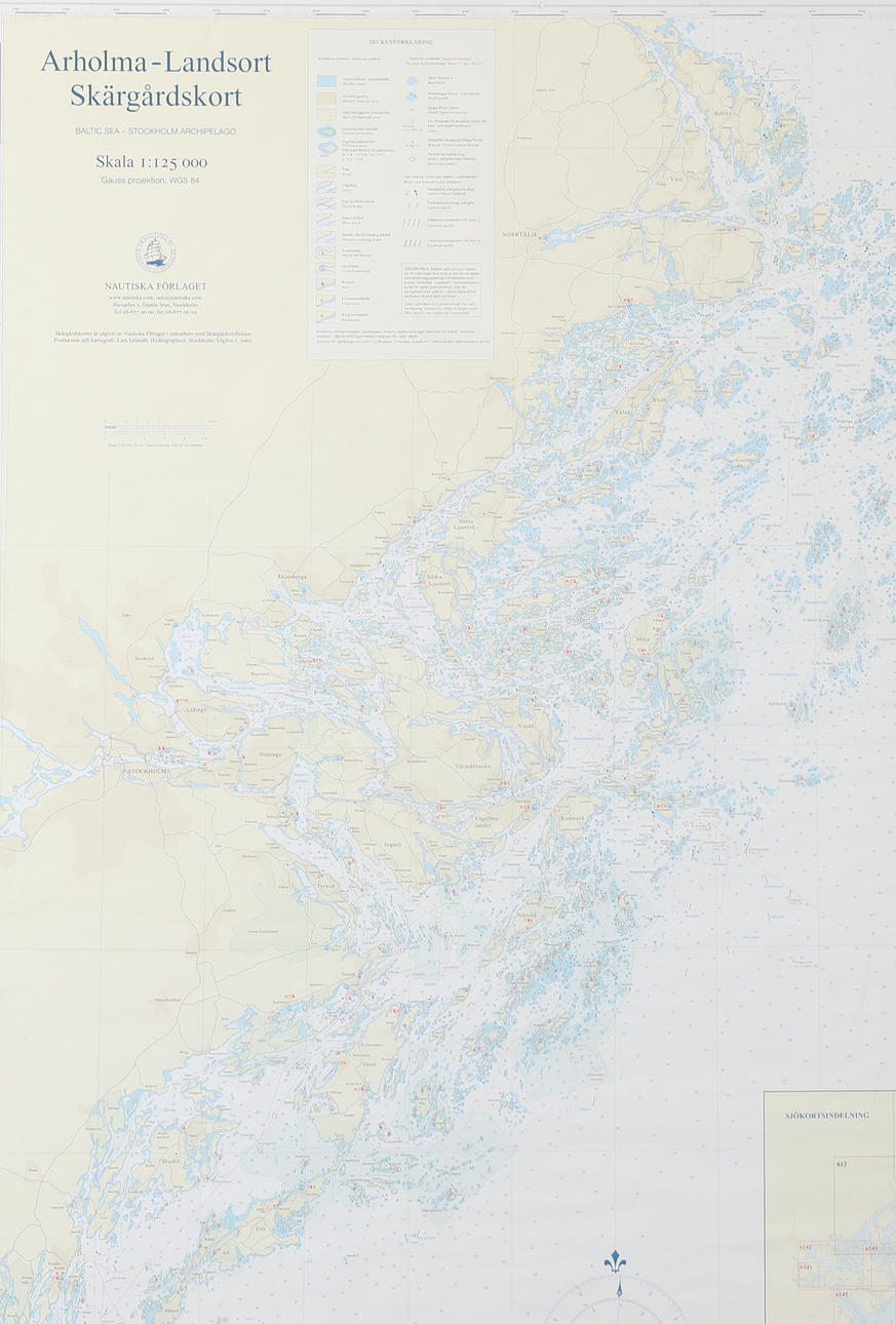 SJÄKORT, framed, Arholma-Landsort.