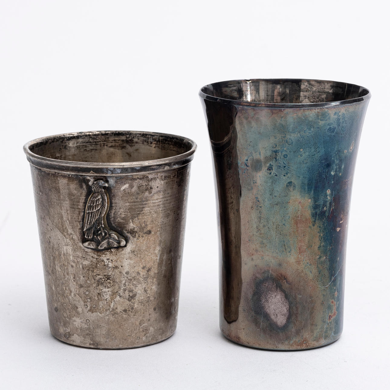 BÄGARE, 2 st, silver, bla Eric Löfman, MGAB, 1970.