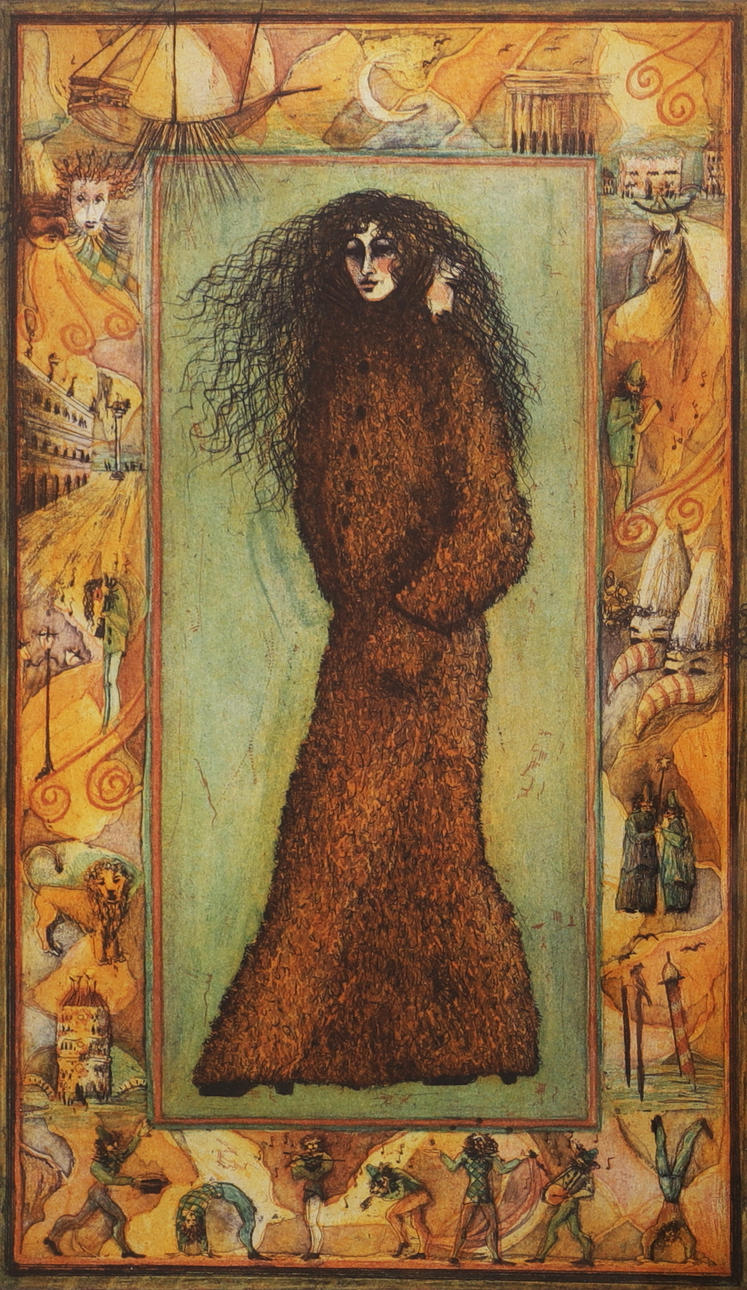 IRENE JARZ. “Donna Maschera”, etching, signed, numbered 7/175.