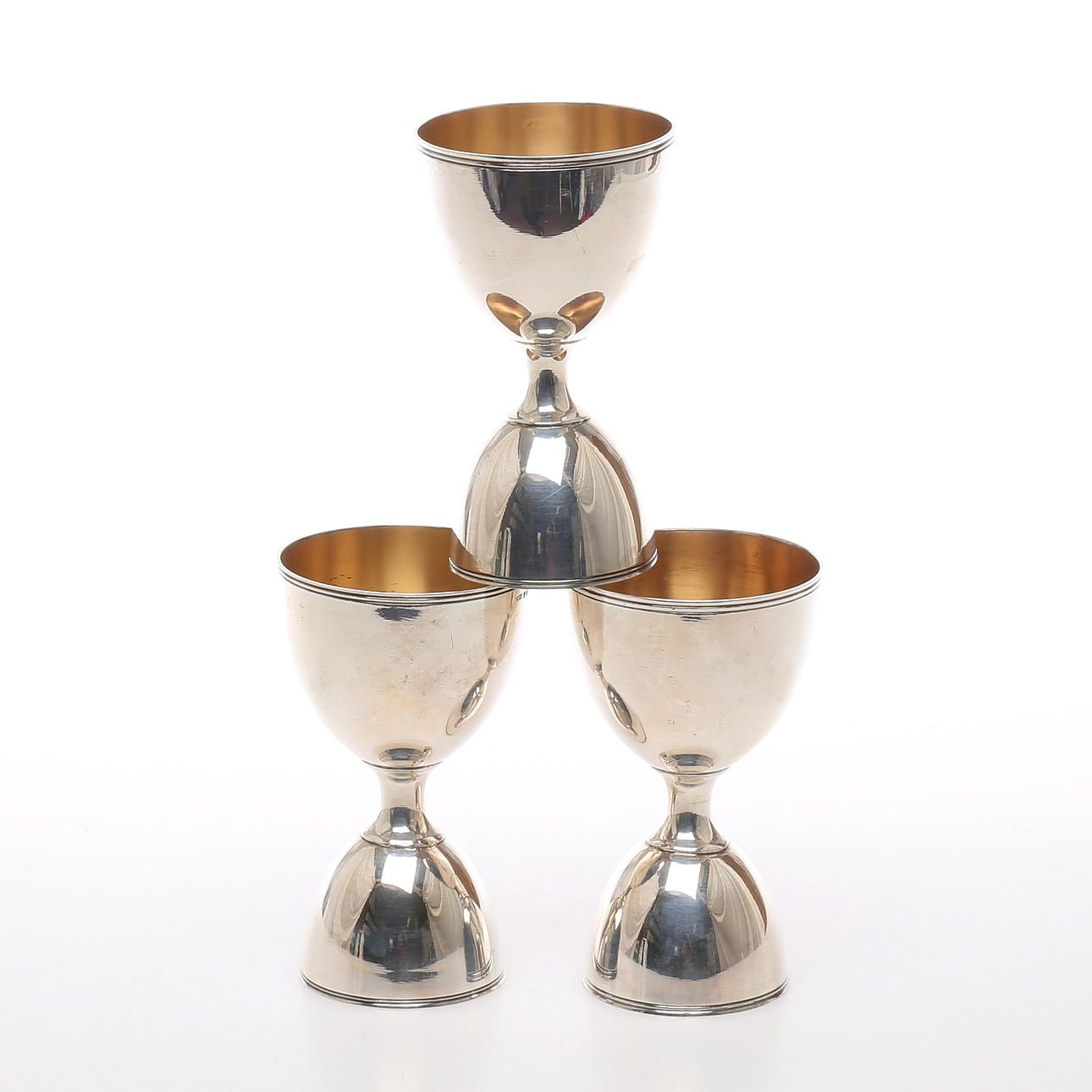 DUBBELBÄGARE, 3 st, silver, CA Kjernås, Göteborg, 1924.