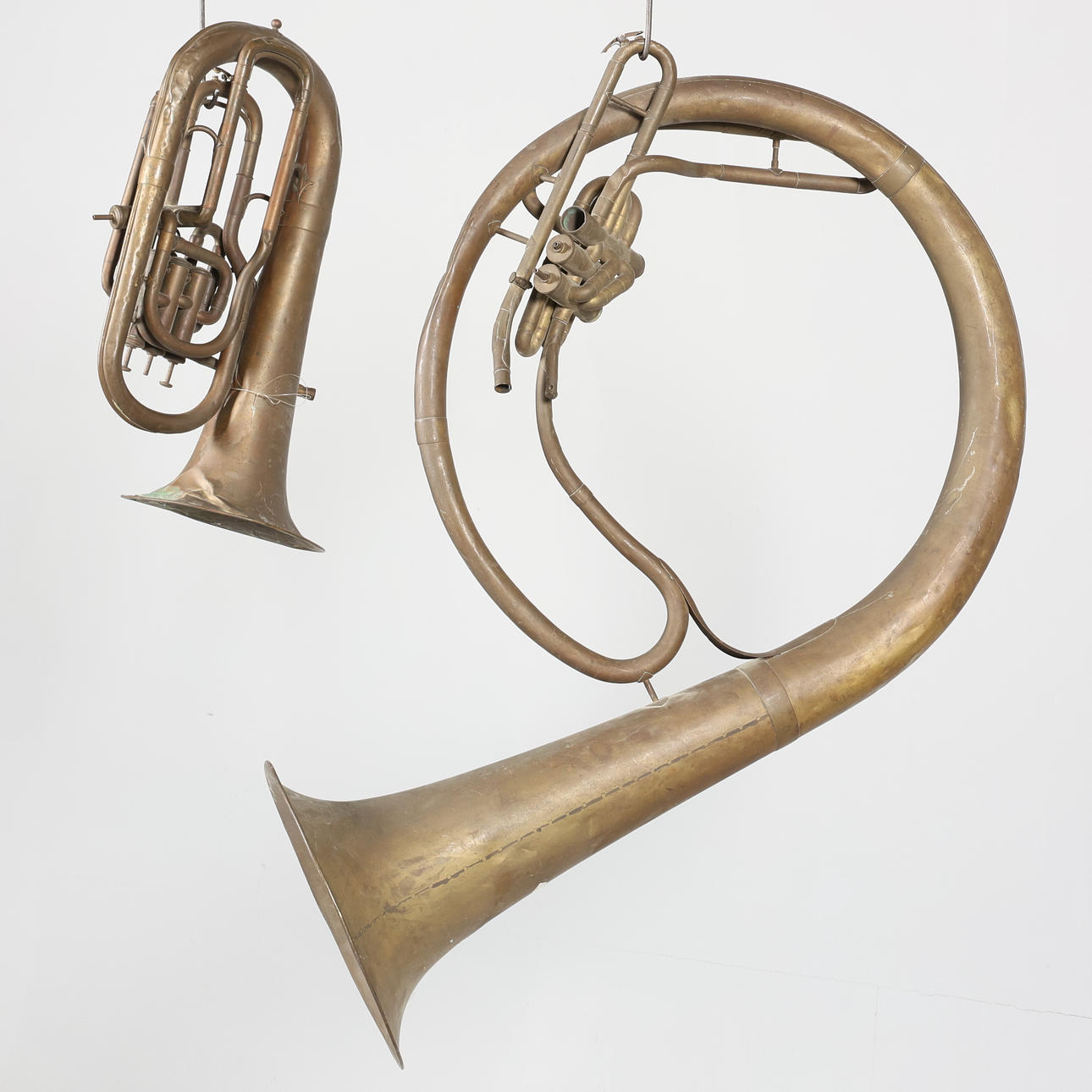 Tuba, 2 pieces, metal.