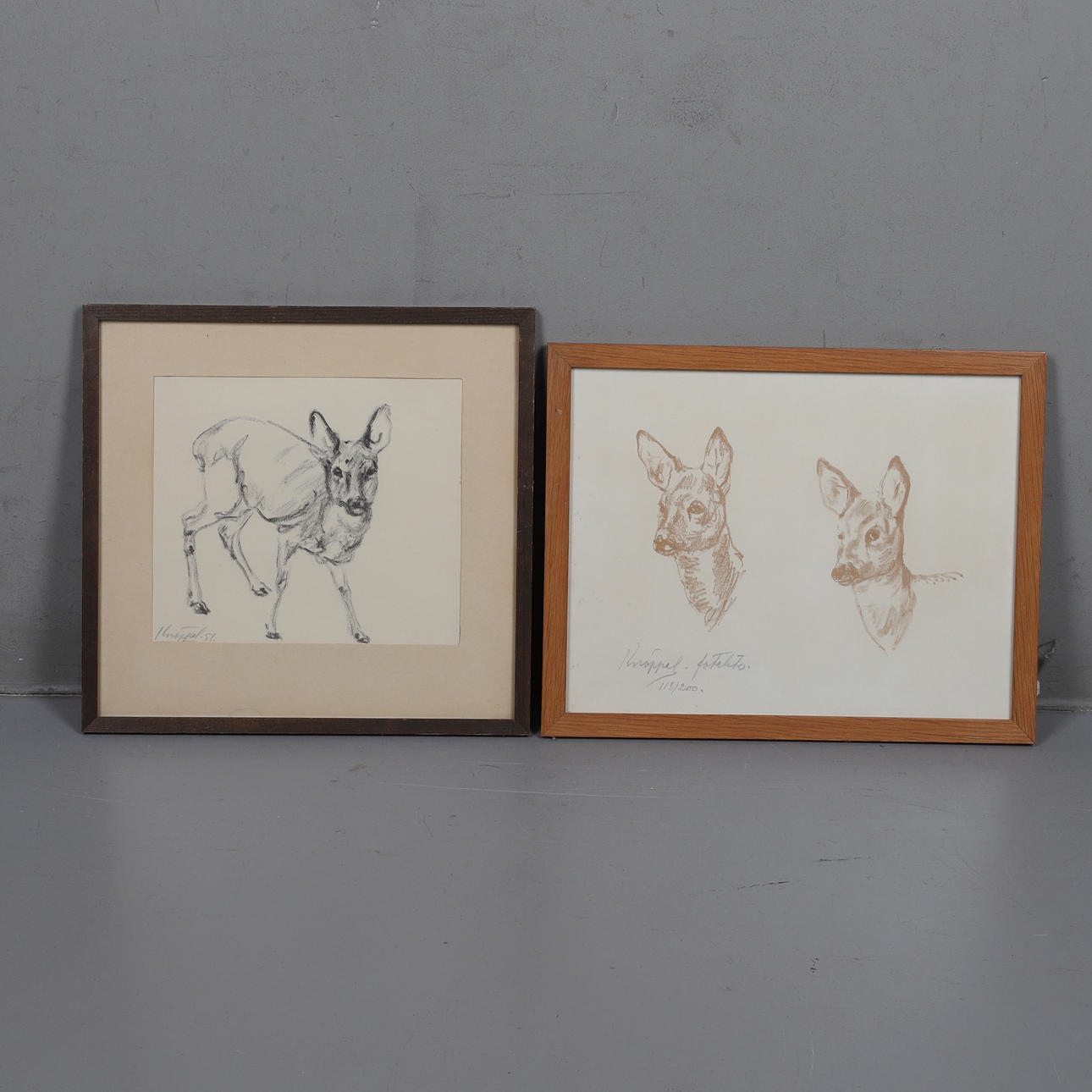 ARVID KNÖPPEL. Two lithographs, deer, signed.