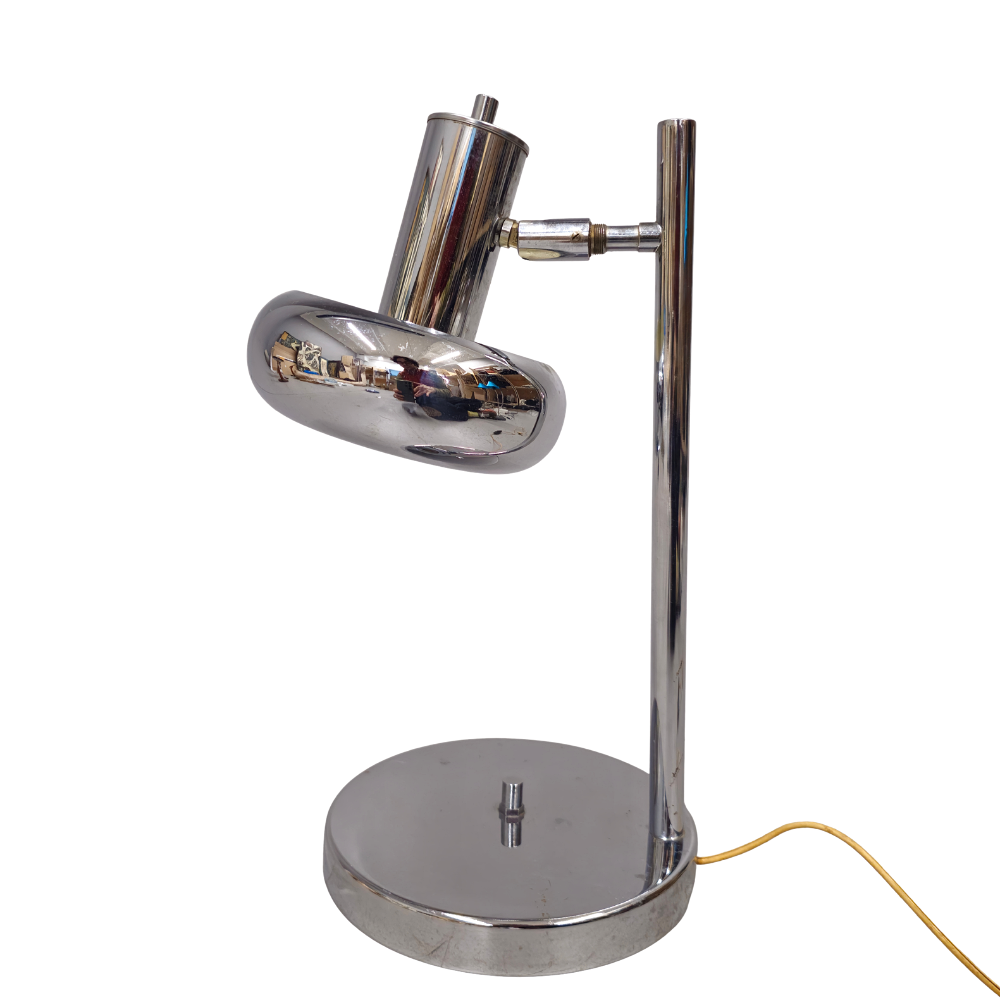 SPACE AGE TABLE LAMP IN CHROMED METAL.