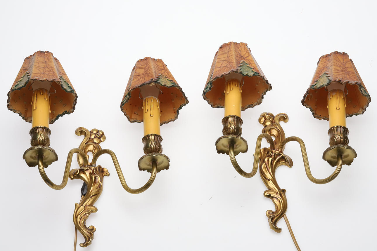 WALL SCONCES. A pair, brass 20th century.