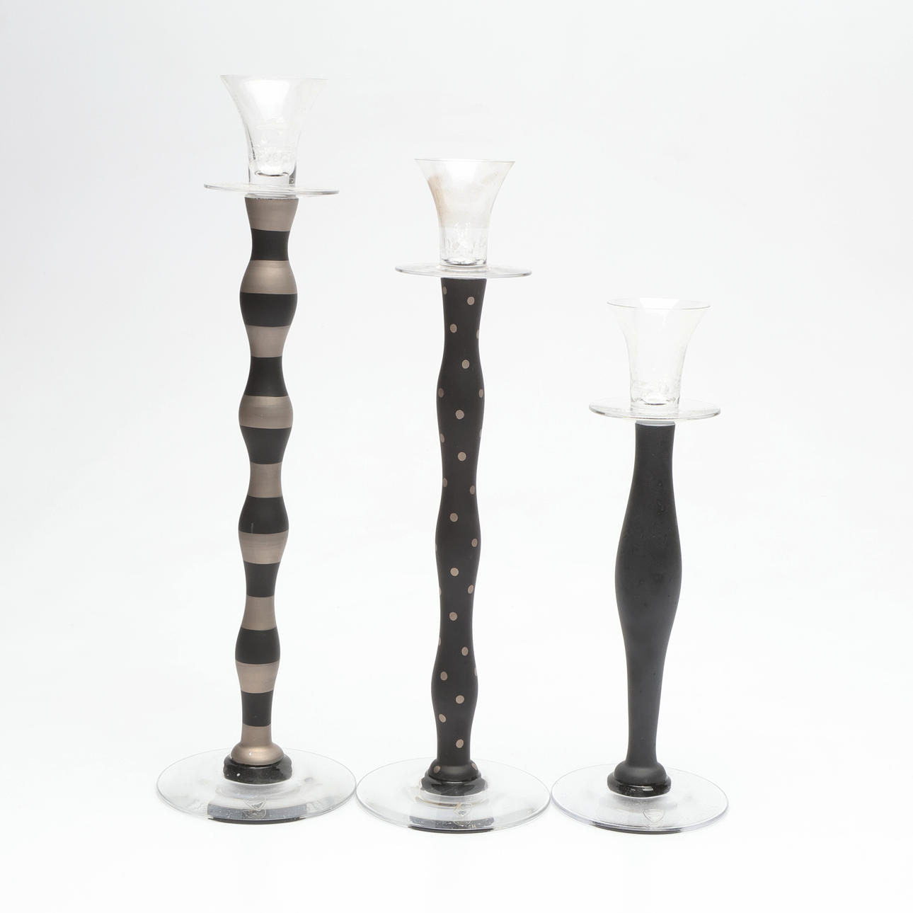 ANNE NILSSON. Ljusstakar, 3 st, "Celeste", Orrefors.