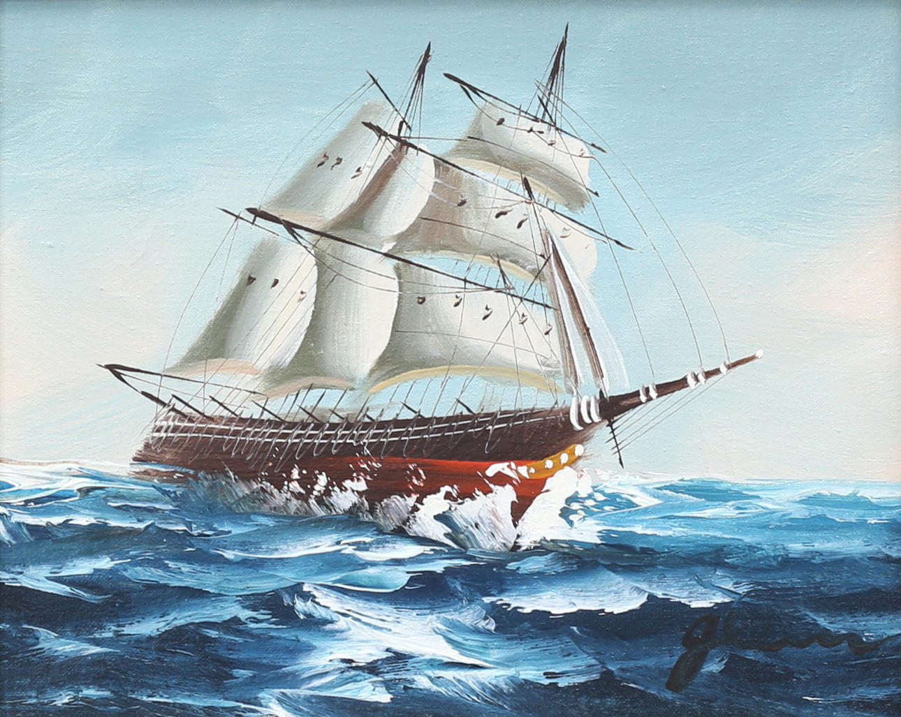 OIDENTIFIERAD KONSTNÄR. Marine painting, sailing ship.