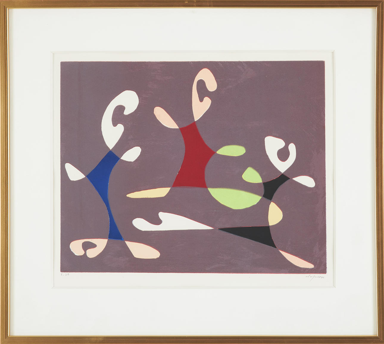 PIERRE OLOFSSON. Composition, lithograph in colours, signed, numbered 6.30.