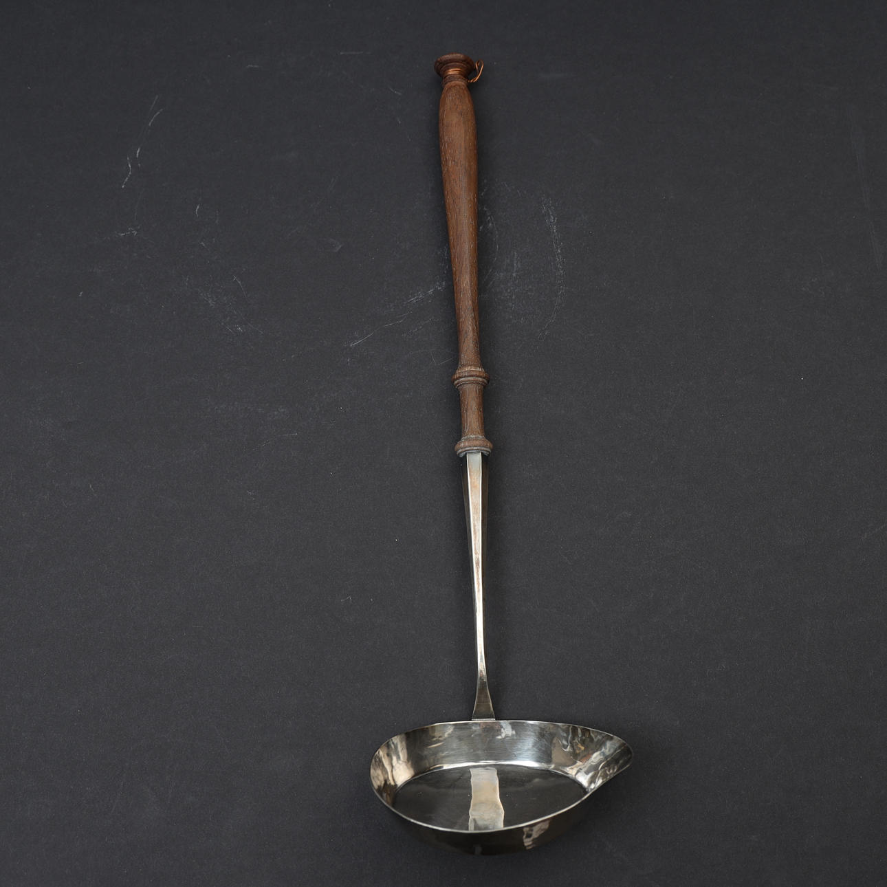 A silver soup ladle, Honks goldware, 1978.