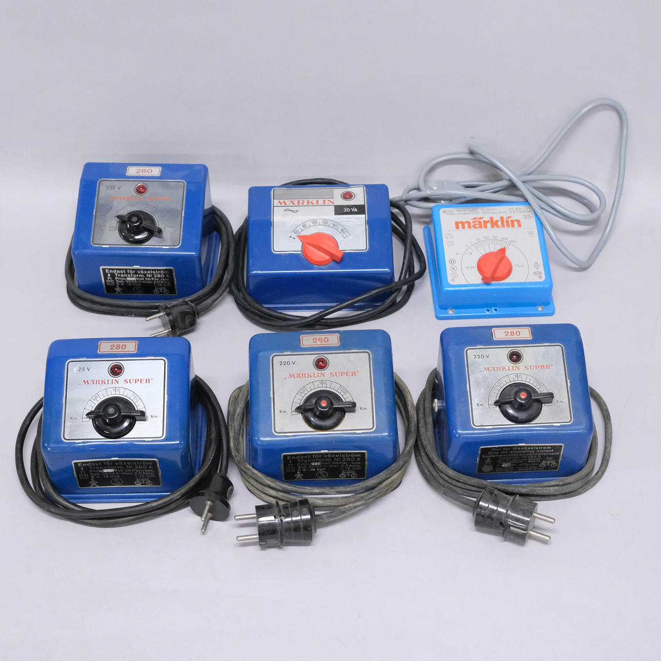 MARKLIN. MODEL RAILWAY, TRANSFORMERS. SIX PARTS.