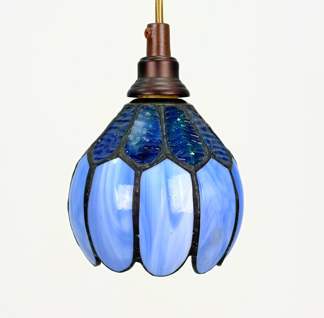 WINDOW LAMP, Tiffany style, bright blue, 1900's.