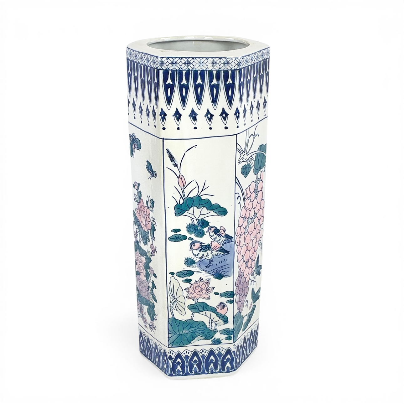 FLOOR VASE/UMBRELLA STAND, China, hexagonal, 20th century.