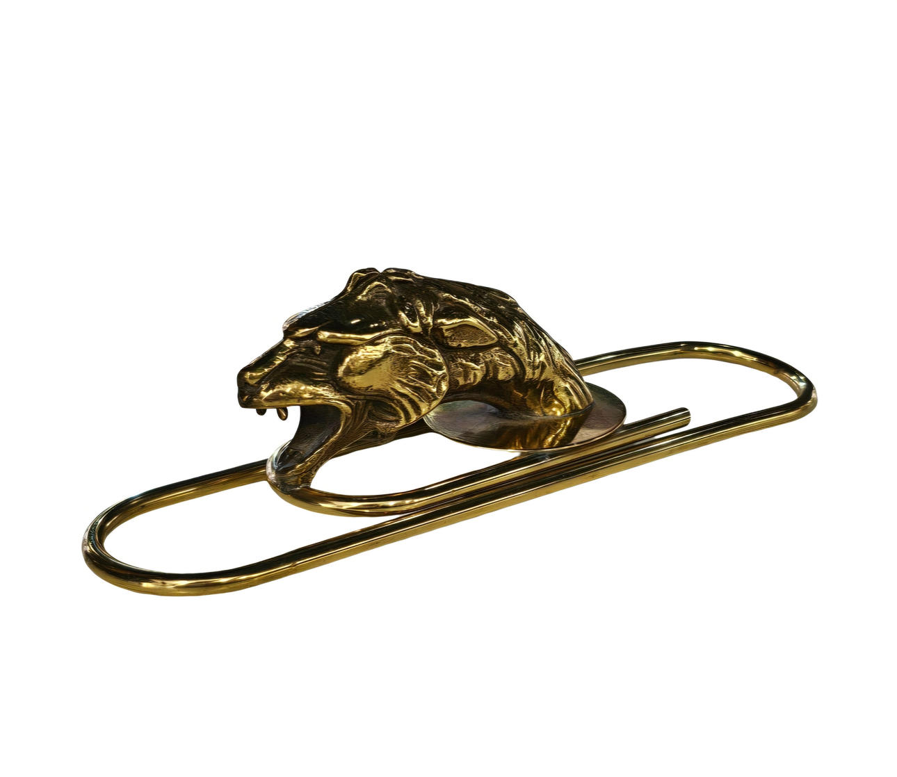 Large bronze clamp with lion's head.