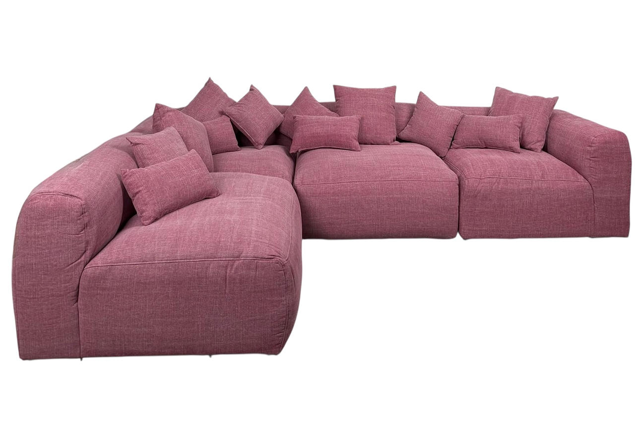 PRIMAVERA. 4-piece modular sofa with 12 cushions, fabric.