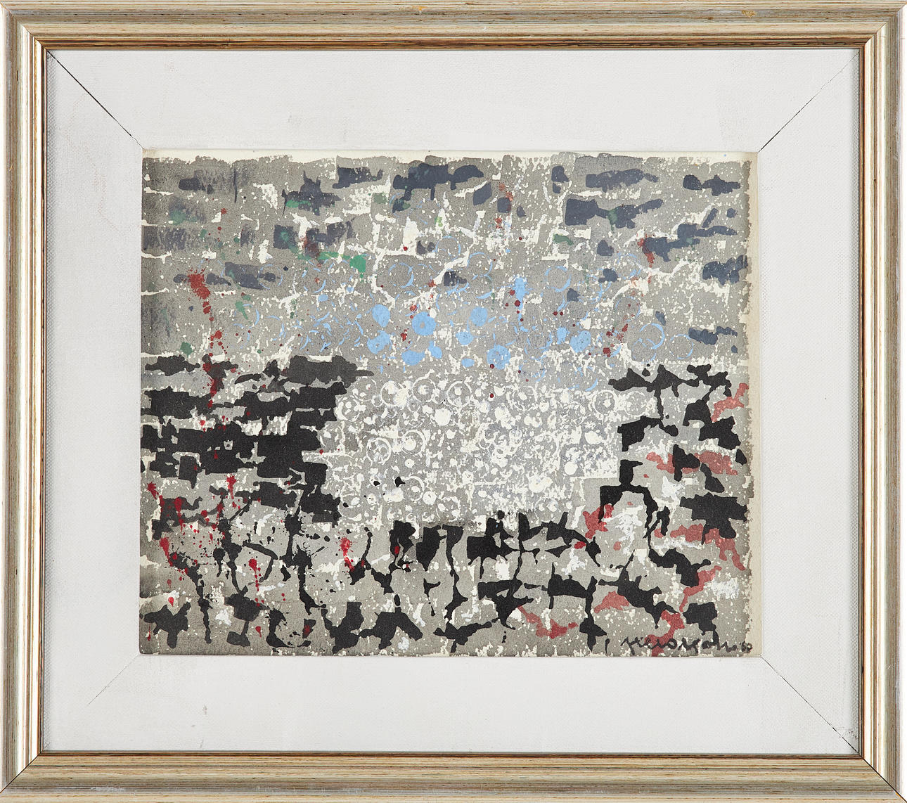 AXEL OLSON. Composition, oil on panel, signed and indistinctly dated.