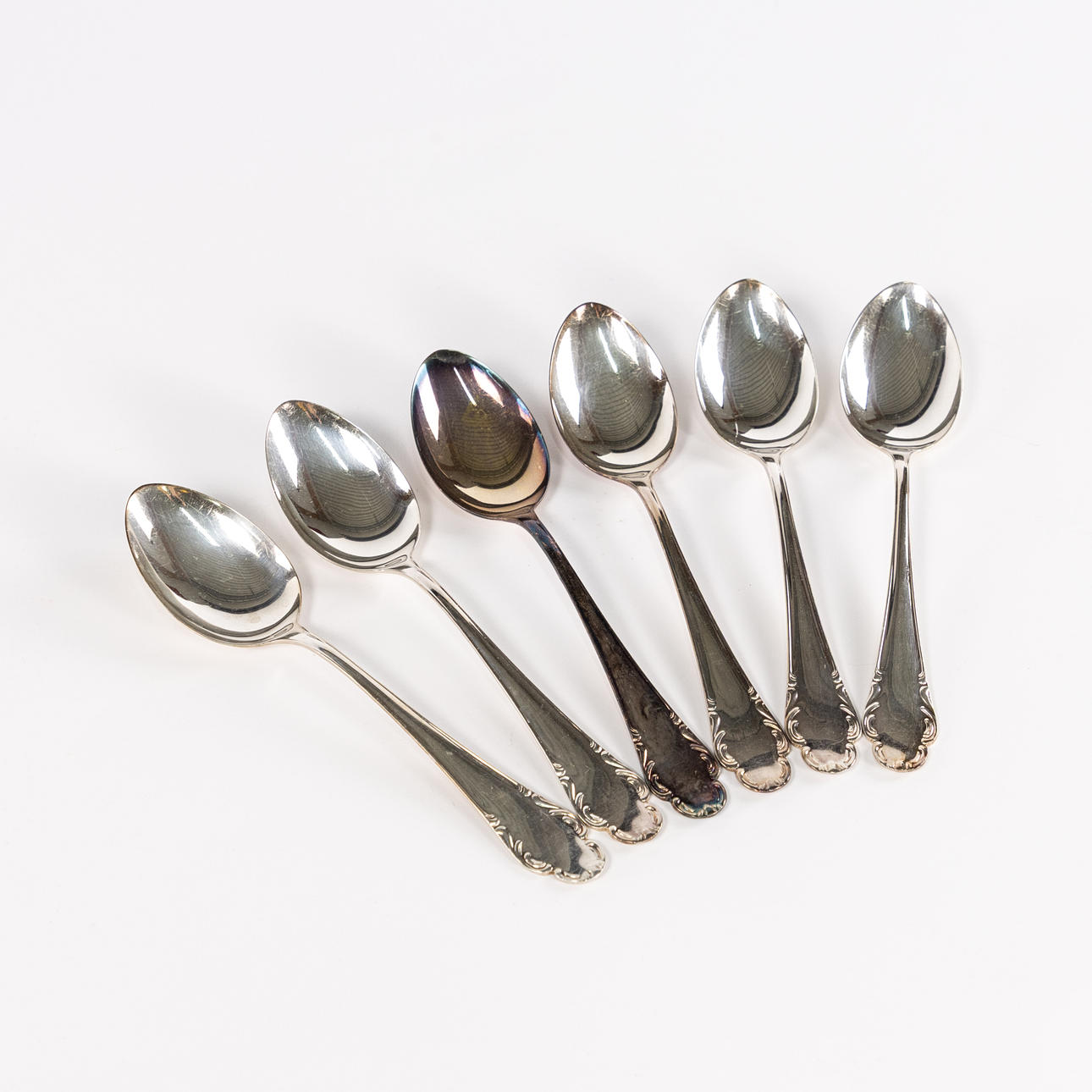 DESSERT SPOONS, 6 pcs, silver, weight 246 grams.