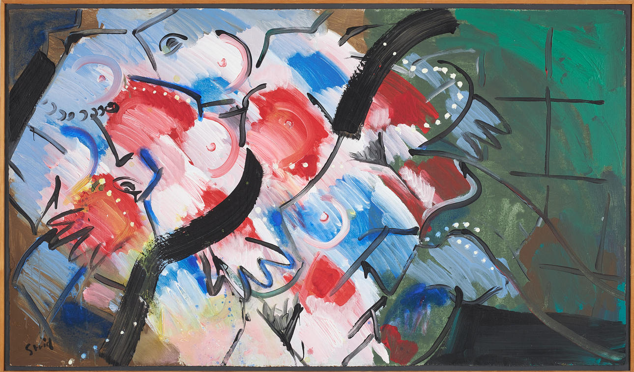 HARDY STRID. “Sabinskornas Conquest”, acrylic on panel signed.