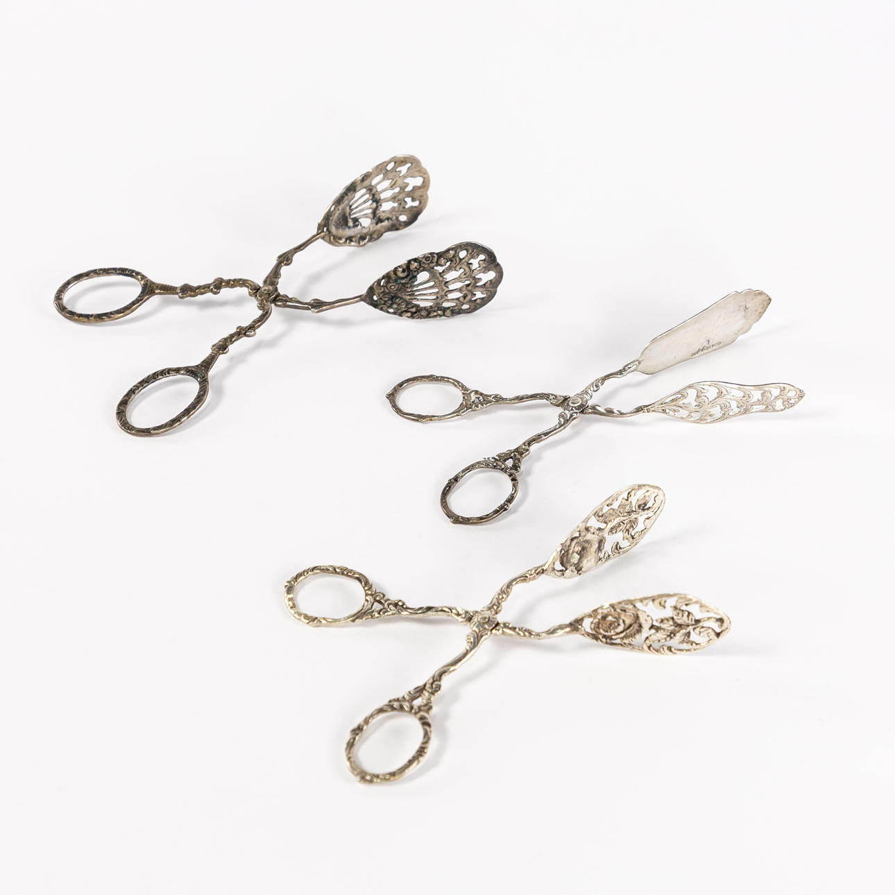 CAKE TONGS, 3 pcs, silver.