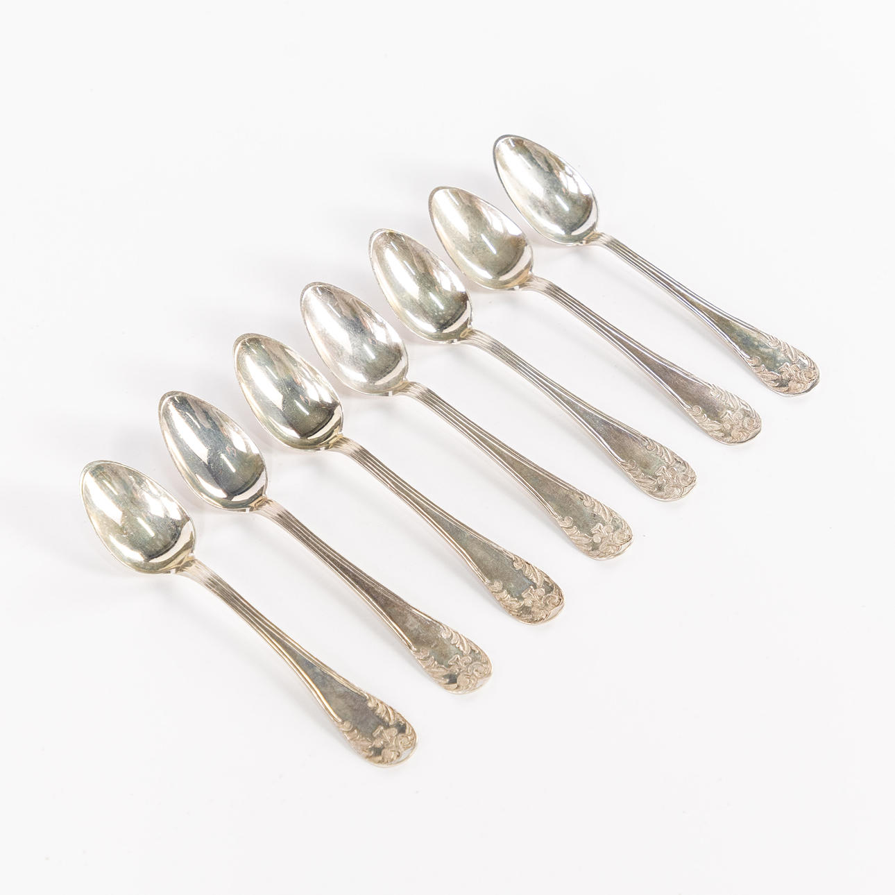 COFFEE SPOONS, 7 pcs, silver.