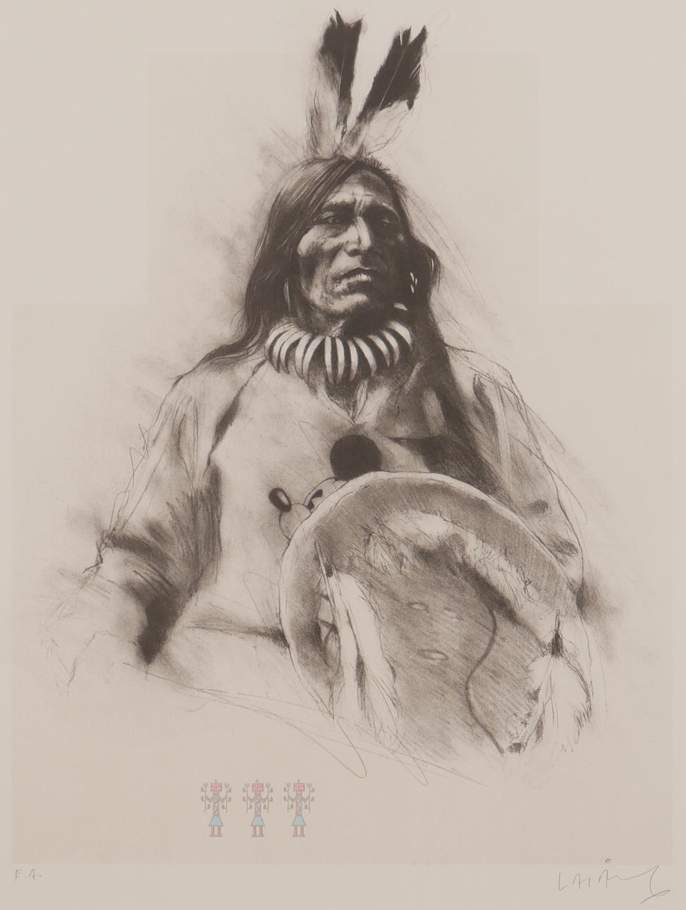 LASSE ÅBERG. Indian, lithograph, signed.