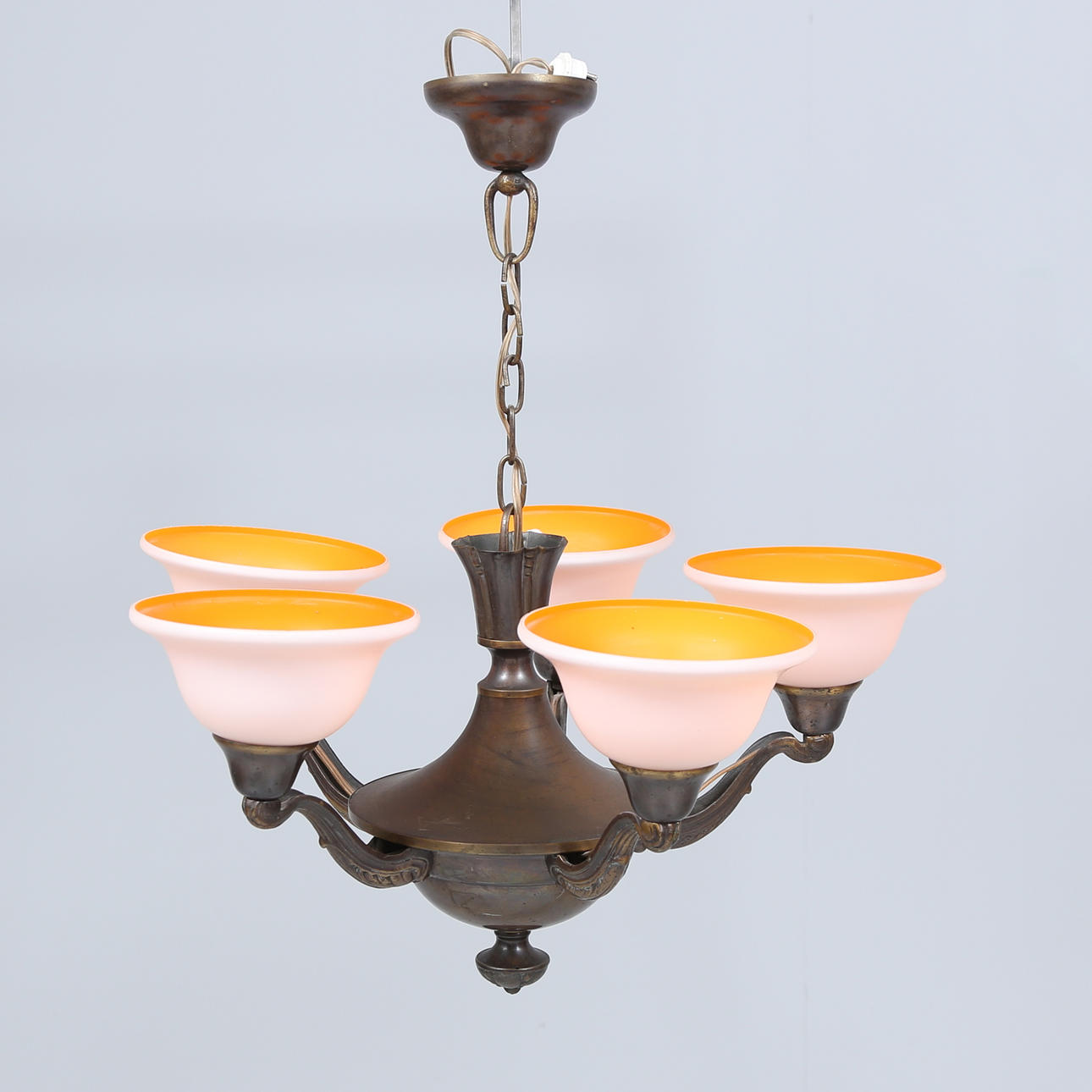 A metal ceiling lamp, Art Deco, 1930s.